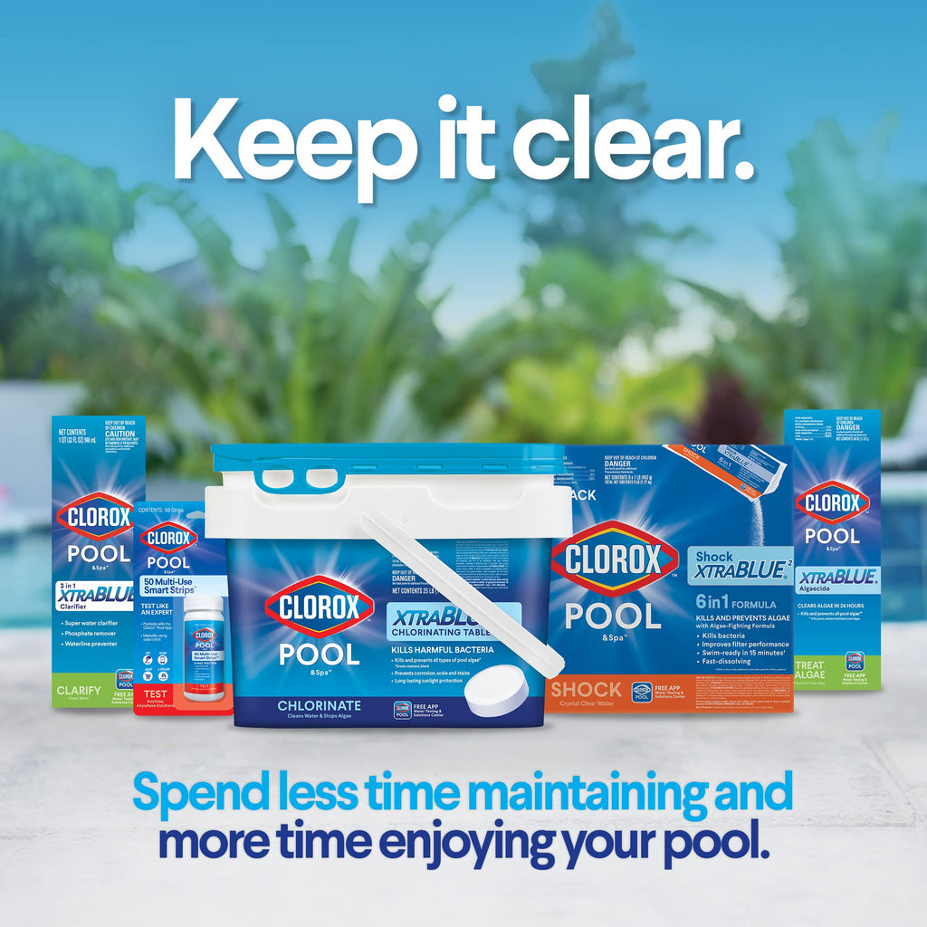 CLOROX Pool&Spa All-in-One XtraBlue Chlorinating Granules, Kills Bacteria & Stops Algae, Blue, 6 Pounds