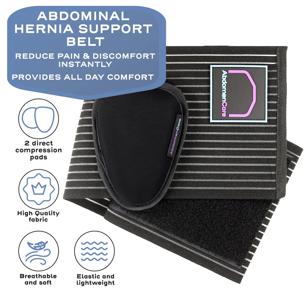 Abdomencare Umbilical Hernia Belt for Men and Women | Abdominal Hernia Belt for Women & Men with 2 unique compression pads | Belly Button Umbilical Hernia Belts for Men | L/XL