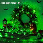 JMEXSUSS 2 Pack Green Fairy Lights Battery Operated, Total 200 LED 66ft Halloween String Lights with Remote, 8 Modes Green Christmas Lights for Bedroom St Patricks Day Halloween Decorations