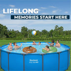 Bestway Steel Pro MAX 15’ x 48" Above Ground Pool, Round Metal Frame Outdoor Swimming Pool for Backyard, Blue, Pool ONLY