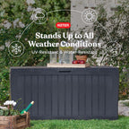 Keter Marvel Plus 71 Gallon Resin Deck Box-Organization and Storage for Patio Storage Box Outdoor Cushions, Throw Pillows, Garden Tools and Pool Accessories, Dark Grey