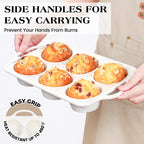 AOTASO 2 Pcs Jumbo Muffin Pan with Metal Frame, Nonstick 6 Cup Extra Large Cupcake Pan for Baking, Silicone Deep Muffin Tray for Egg Bites (Cream)