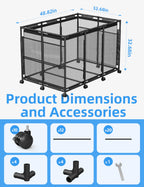 POOLHOUR Pool Float Storage – XXL Large Outdoor Pool Toy Storage Organizer for Pool Noodles, Toys, Floats, Balls,Equipment, Mesh Rolling Storage Organizer Bin, Black