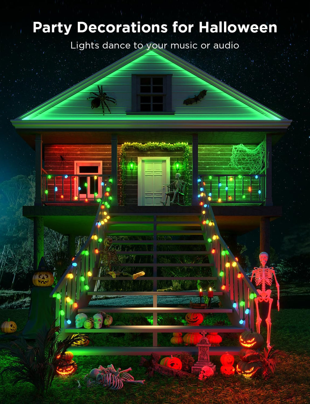 Govee Smart Outdoor String Lights H7020, RGBIC Warm White 48ft LED Bulbs for Halloween Decorations, Christmas, WiFi Patio Lights Work with Alexa, Google Assistant, APP Control, IP65 Waterproof