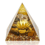 Hopeseed Orgone Pyramid Flower of Life Orgonite Money Healing Crystals Pyramid for Positive Energy with Tiger's Eye Stones and Luck White Crystal That Promotes Wealth, Prosperity and attracts Success