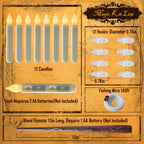 Homemory Hanging Floating Candles with Wand Remote and String, 12 Pcs Flying Flameless LED Taper Candles Warm White Light, Battery Operated Window Candles with Wand for Halloween Christmas Party