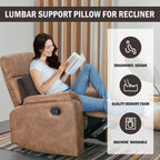 HOMBYS Lumbar Support Pillow for Recliner Chair, Memory Foam Back Support Cushion for Elderly,Extra Large Lumbar Support Pillow with Extension Straps, Thick Backrest for Home Reading