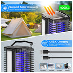 Bug Zapper Outdoor Indoor, Solar Mosquito Zapper with Reading Lamp, Cordless & Rechargeable Electric Insect Fly Zapper with 4200V High Powered UV Light, 2 in 1 Mosquito Killer for Home Backyard Patio