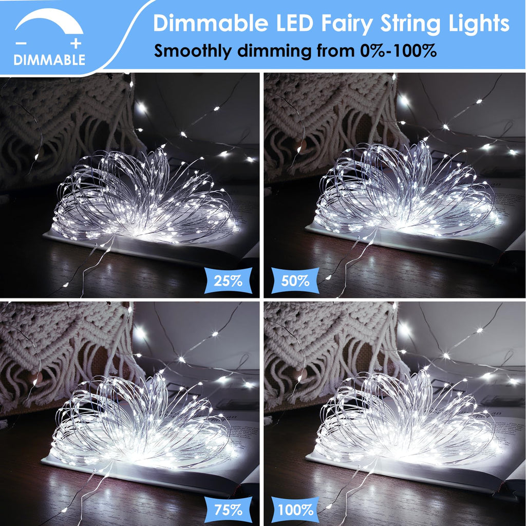 Mlambert 3 Pack 33FT Fairy Lights Battery Operated with Remote and Timer, Dimmable Waterproof 8 Modes Lights for Classroom Christmas Party-Cool White