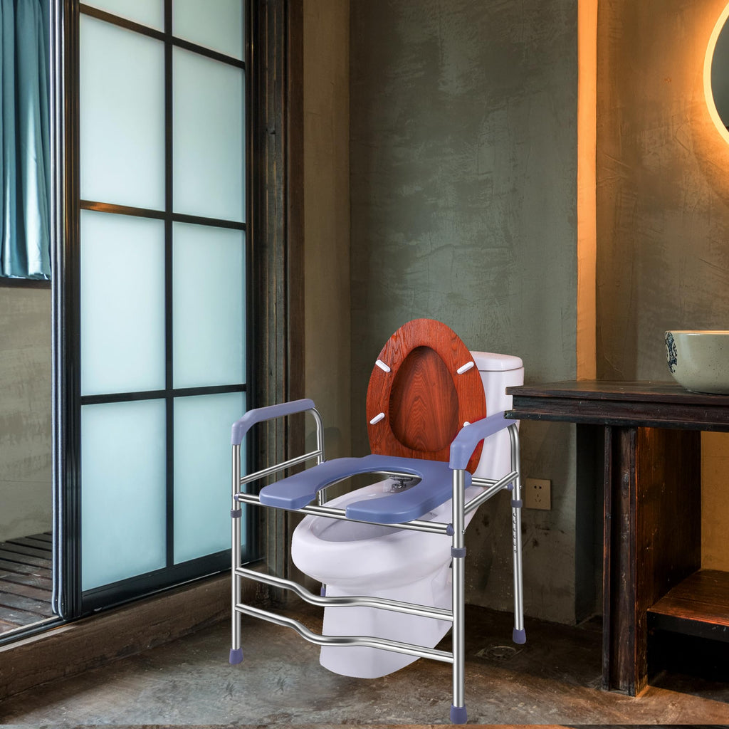 Deewow Raised Toilet Seat with Handles 400lbs, Toilet Seat Riser for Seniors with Adjustable Height, Raised Toilet Seat for Elderly, Pregnant and Handicap, Fit Any Toilet