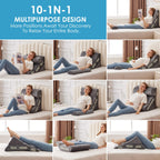 MEGCXIT 3PCS Bed Wedge Pillow for Headboard, 10-in-1 Adjustable Foam Wedge Pillow for Acid Reflux Relief, 23” Wide Triangle Pillow Wedge for Post Surgery, Back Pain Relief & Snoring, Grey
