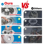 Upgraded 3 in 1 Kitchen Sink Drain Strainer - Stainless Steel Sink Stopper, Anti-Clogging Sink Food Catcher Basket, Fast Drainage Odor Filter Sink Plug for US Standard 3 1/2 inch Drain (Silver-2Pack)
