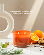 96NORTH Luxury Spiced Cinnamon Candle | Large 3 Wick Jar Candle | Up to 40 Hours Burning Time | 100% Natural Soy Wax | Relaxing Aromatherapy Aesthetic Candles | Housewarming Gift for Men and Women