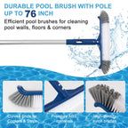 Pool Cleaning Kit, 14.5'' Pool Brush Head & Ultra Fine Mesh Pool Skimmer Net with Pole, Aluminum Frame Pool Net Skimmer & Pool Brush with Pole,Pool Net & Pool Brushes for Cleaning Pool Walls with Pole