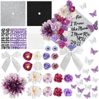 55 Pcs Purple DIY Graduation Cap Decorations Faux Assorted Flowers purple Bows 3D Butterfly Stickers Glitter Alphabet Letter Number Decals for DIY Hat Grad Cap Topper Graduation Party Supplies