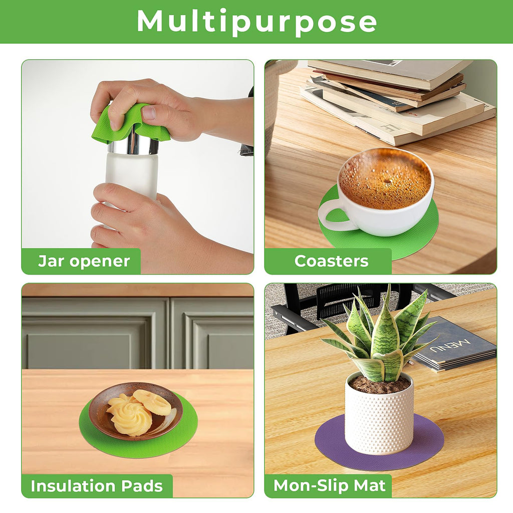 Sibba 6Pcs Rubber Jar Gripper Pads, Multi-purpose Jar Opener Grippers, Bottle Lid Openers Round Kitchen Coasters for Elderly Children Women Weak Hands