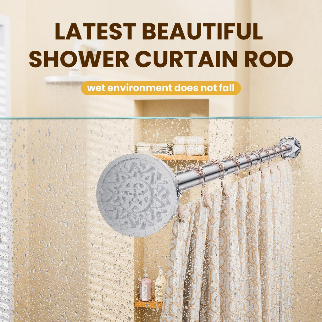 TITGIPE Shower Curtain Rod 27-80 Inches, No Drill Shower Rod Tension, Never Rust Anti-Slip Shower Curtain Rod for Bathroom Window, Adjustable Tension Shower Curtain Rod Silver