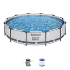 Bestway Steel Pro MAX Above Ground Swimming Pool (12' x 30") | Round Outdoor Backyard Family Pool with Tritech® Puncture-Resistant Liner | Easy Setup | Includes Filter Pump for Clean, Clear Water