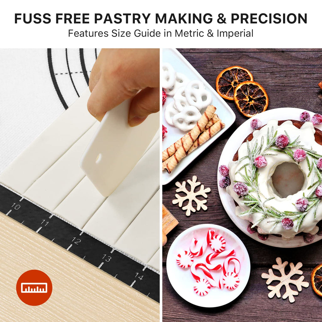 Silicone Baking Pastry Mat,36" x 24" Large Non Stick Sheet Mat with Measurement, Non-slip Food Grade Dough Rolling Mat for Making Cookies,Macarons,Bread