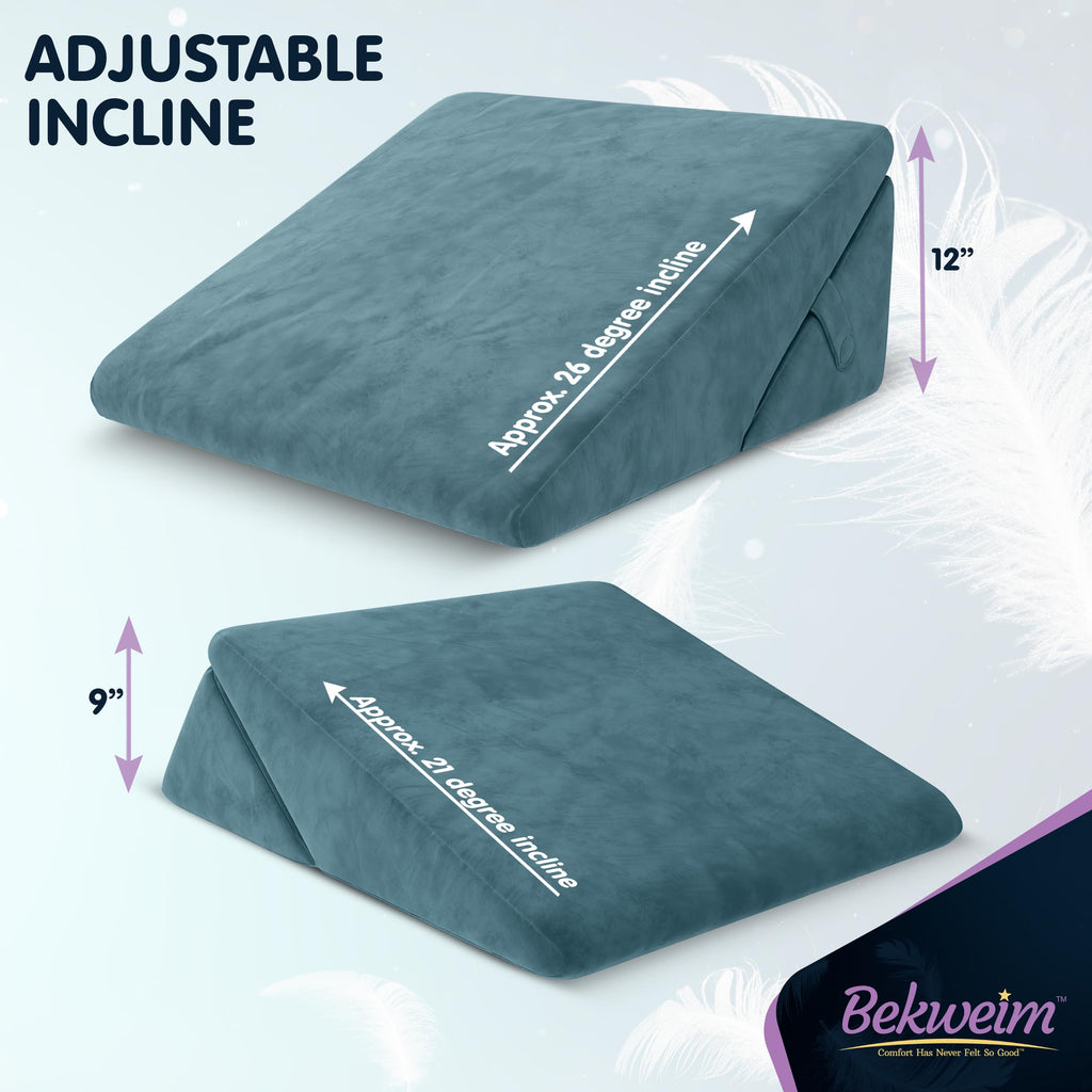 Adjustable Bed Wedge Pillow for Sleeping - Wedge Pillow for Sleep Apnea, Gerd, Acid Reflux Relief, Post Surgery - Foam Wedge Pillow for Back Pain Relief, Sleep Apnea Pillow Wedge or for Seniors