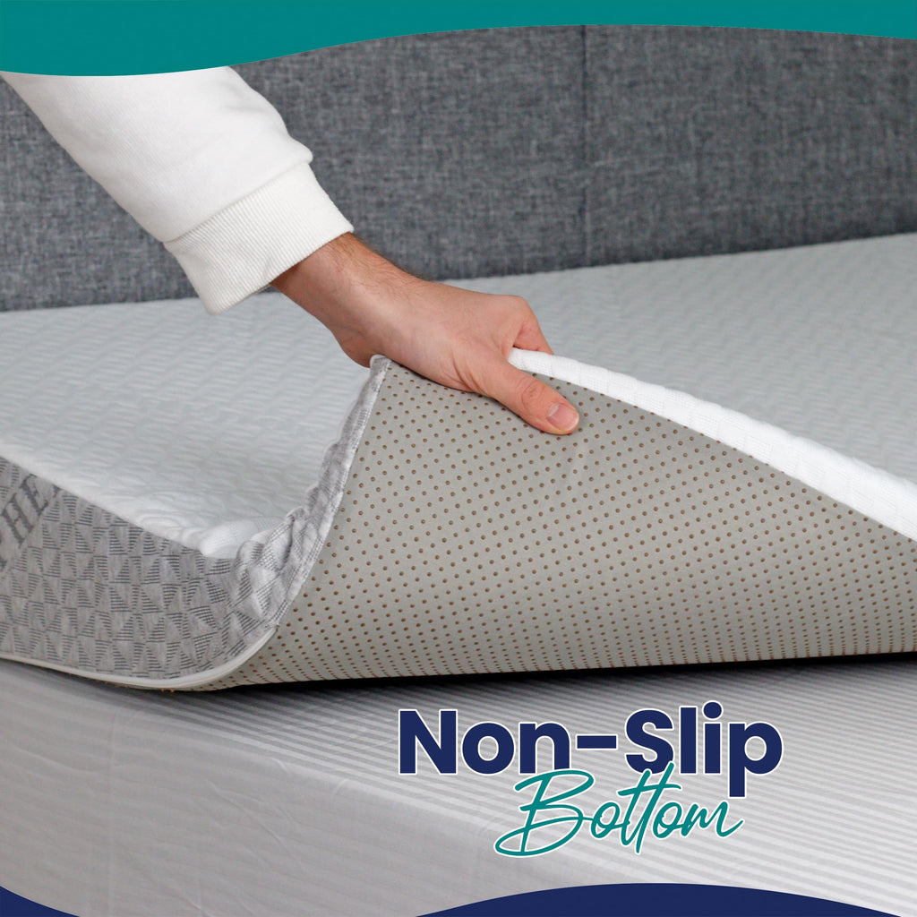 Under Mattress Wedge for Acid Reflux, Queen Size Bed Wedge, Under Support & Mattress Riser, Memory Foam Top 7.5-Inch Head Riser Incline Topper, Non-Slip Bottom & Side Storage Pockets