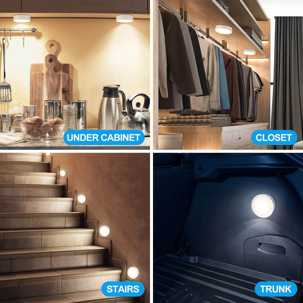 Upgrade Puck Lights with Remote, 3 Pack 13 Color Changing Under Counter Lights, Wireless Under Cabinet Lights Battery Powered, Dimmable Battery Operated Light, Stick On Lights