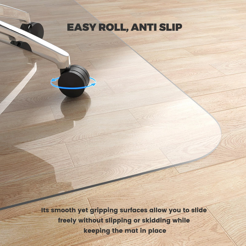 Yecaye Office Chair Mat for Hardwood Floor, 48"×48" Clear Office Floor Mat, Computer&Desk Chair Mat, PVC Heavy Duty Floor Protector Chair Mats for Rolling Chairs, Can't be Used on Carpet