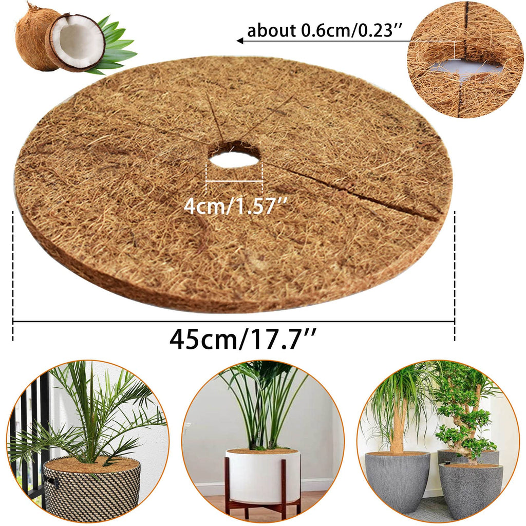 ZeeDix 6 Pcs Coconut Fibers Mulch Ring Tree Protector Mat, 17.8 Inch Coco Coir Tree Protection, Tree Ring Mats Tree Disc Plant Cover for Indoor or Outdoor