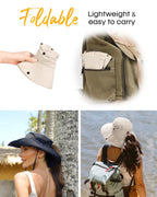 Sun Hats for Women Ponytail UV Protection Beach Summer Hat Wide Brim Packable Cowboy Hat Beige