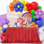 QueenDream Sequin Tablecloth 60x102 Inch Red Tablecloth Glitter Table Cloth for Birthday Party Events Christmas Decorations