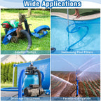 2 IN x 60FT Pool Backwash Hose Heavy Duty Drain Discharge Double PVC Layflat Hose with 2 Clamps, Weatherproof Burst Resistant for Water Transfer, Sump Pump, Pool Filter, Pool Drain (18.3M, Blue)