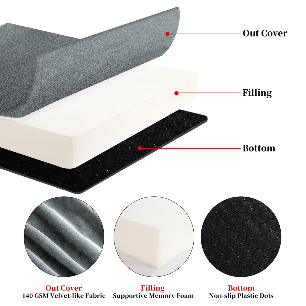 HOMBYS Memory Foam Recliner Cushion for Elderly, 4" Thickness Seat Cushion with Lumbar Support Pillow, Non-Slip & Supportive Chair Seat Cushion with Backrest, (Light Grey, 13" Backrest)