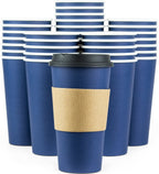 Glowcoast Disposable Coffee Cups With Lids - 20 oz To Go Coffee Cup (80 Pack). Large Travel Cups Hold Shape With Hot and Cold Drinks, No Leaks! Paper Cups with Insulated Sleeves Protect Fingers!