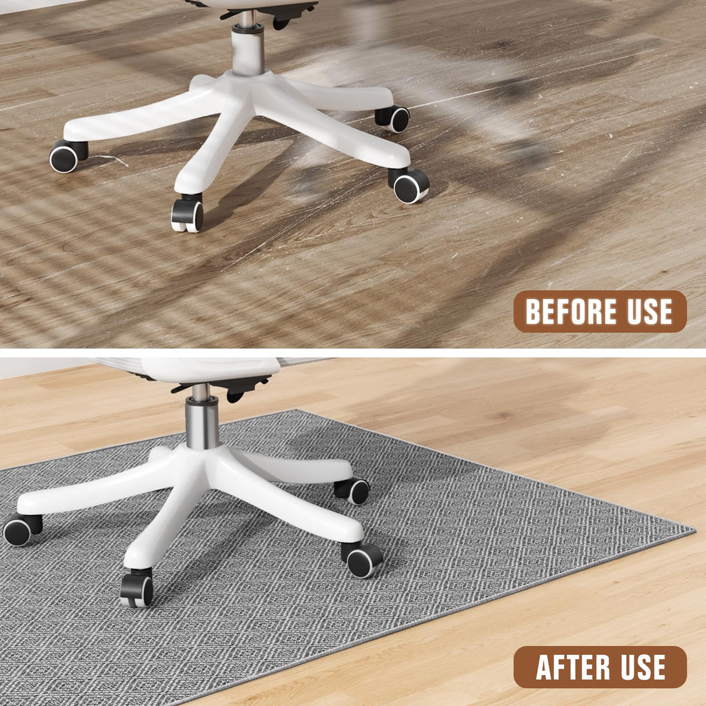 KMAT Office Chair Mat, 36x48in Heavy Duty Hardwood/Tile Floor Protector, Floor Mat Computer Desk Mat for Rolling Chairs, Work, Study, Office, Grey