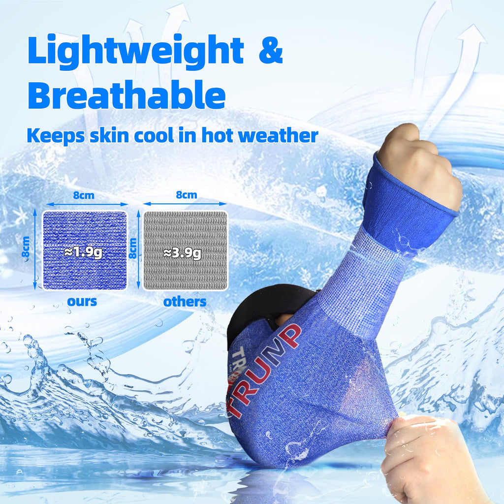 Donald Trump Arm Sleeves 2024 Save America Again Inspirational Gifts for Trump Fans, ANSI A6 Cut Resistant Arm Protectors for High Risk Work, UPF50+ UV Protection Cooling Farmer Sleeves for Gardening