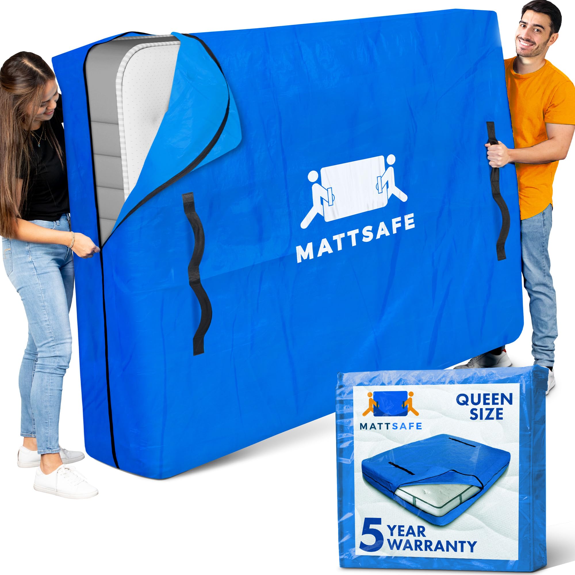 Nordic Elk Mattress Bags for Moving and Storage (Queen Size) - Mattress Cover for Moving - Heavy Duty, 8 Handles and Strong Zipper Closure - Mattress Storage Bag, Moving Supplies & Moving Bag