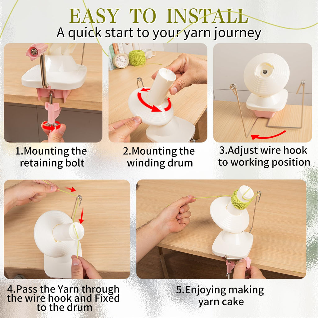 SPEENSUN Yarn Winder for Crocheting, Yarn Spinner, 3.5 OZ Easy-to-Install and Efficiently Yarns Cake Winder with Lower Noise for Yarns Below Size 5, Best for Crochet and Knitting Lover