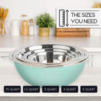 WHYSKO Meal Prep Stainless Steel Mixing Bowls Set, Home, Refrigerator, and Kitchen Food Storage Organizers | Ecofriendly, Reusable, Heavy Duty (Blue)