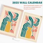 2025 Calendar - 2025 Wall Calendar 12 Months from Jan. 2025 to Dec. 2025, 8.5" x 23.4"(Open), The Perfect Matisse Style Calendar Planner with Ample Blocks for Writing, Beautiful Flower Calendar 2025