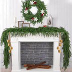 Hananona 2 Pcs 6 Ft Artificial Norfolk Pine Garlands, Real Touch Winter Pine Garland, Green Artificial Greenery Garland for Table, Mantle, Wall, Indoor, Outdoor Christmas Decorations (2, 6 FT)