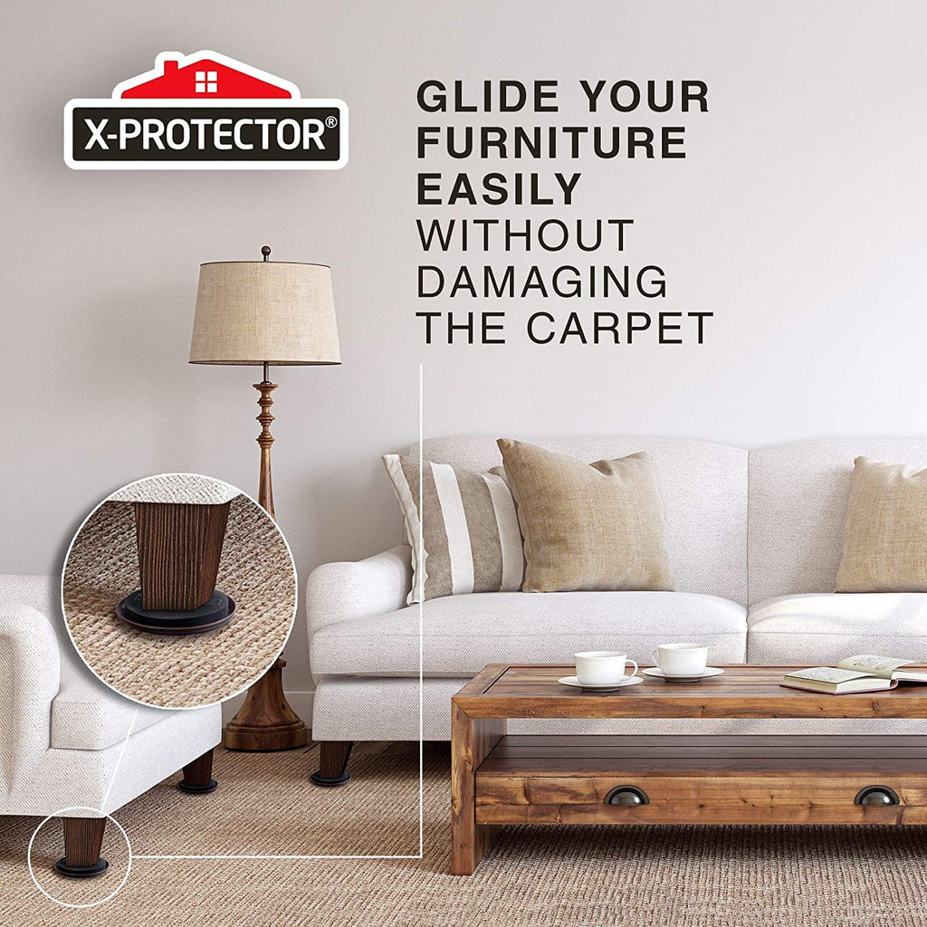 Furniture Sliders for Carpet X-PROTECTOR - 16 PCS Best Heavy Moving Pads 3 1/2" - Sliders for Furniture. Move Your Furniture Easy with Reusable Furniture Movers Sliders for Carpets!