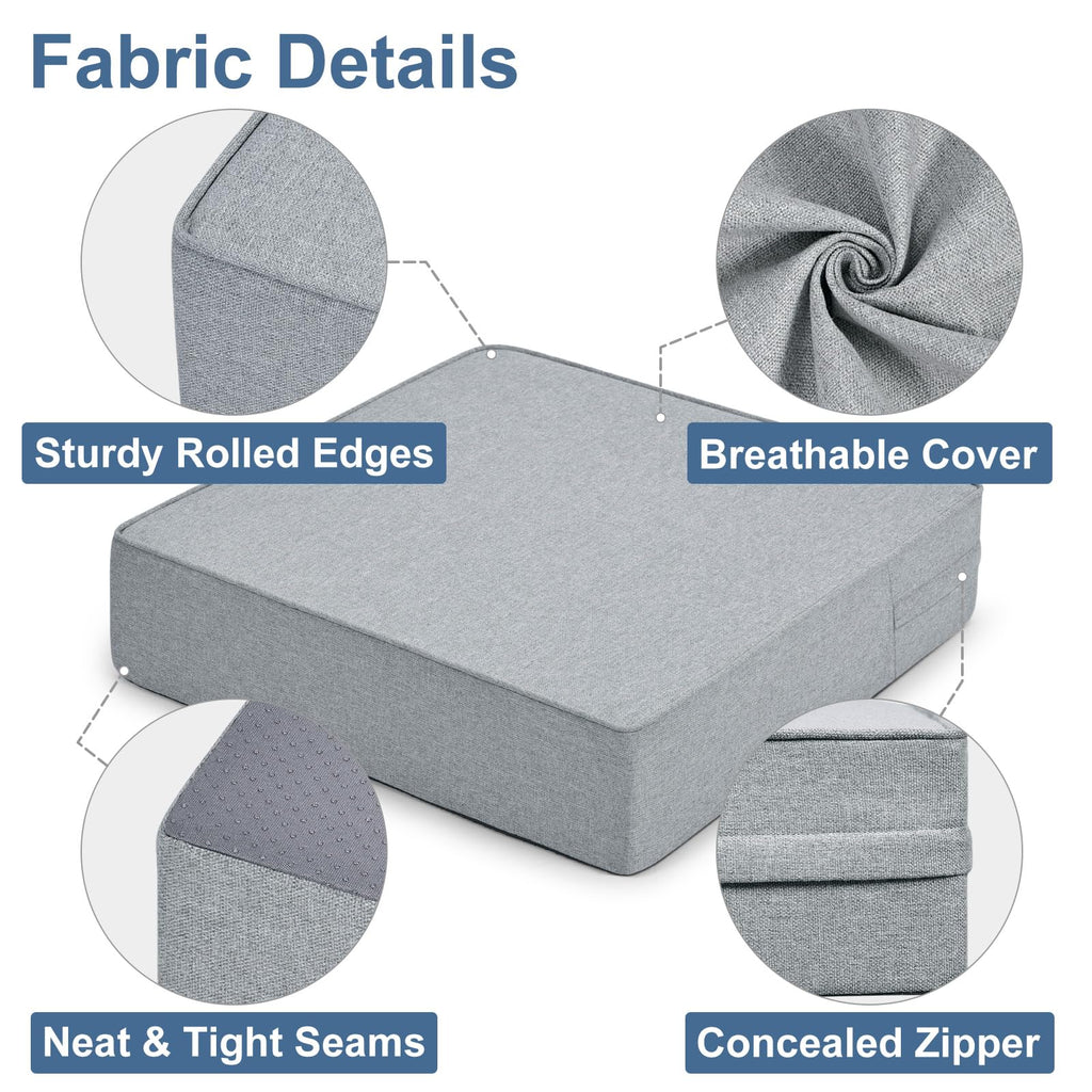 Shinnwa Gel Memory Foam Recliner Cushion for Elderly, Extra Large Seat Cushion, Dual-Layer Foam Chair Pad for Couch, Armchair, Wicker Chairs, Floor, 18 × 18 × 4in, Light Gray
