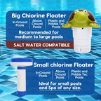 Merkia Pool Chlorine Floater, Large Capacity Floating Chlorine Dispenser Fits Up to 5 Pc 3-Inch Chemical Tablets, Heavy-Duty Plastic-Anti-Aging,Top Vacuum Design- Prevent sinkin (Turtle)