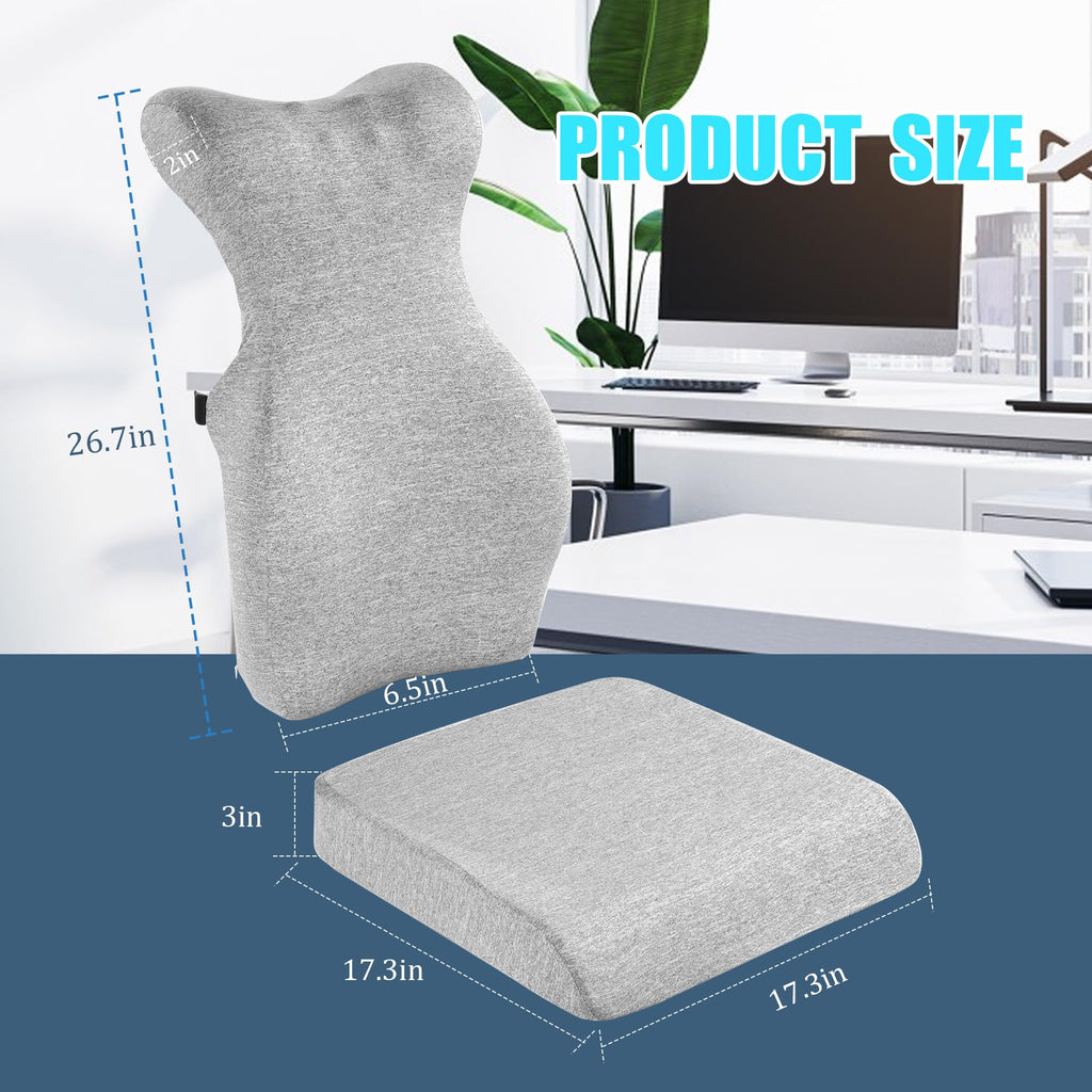 BALAPET Back Support Cushion for Office Chair,Memory Foam Lumbar Support Pillow,Ergonomic Office Chair Cushion for Long Sitting,Back and Butt Cushion for Office Chair with Adjustable Straps