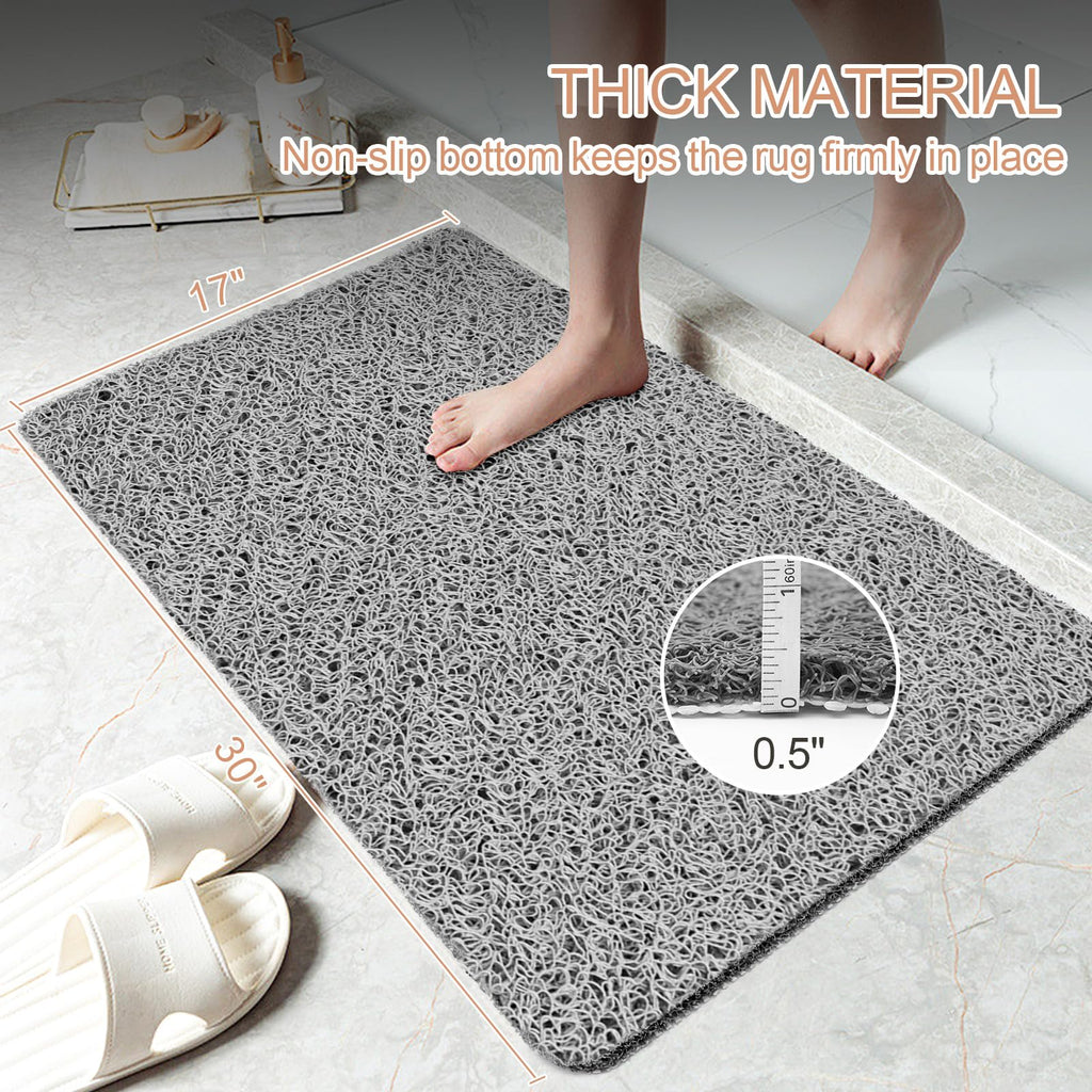 Joyhalo Shower Mats for Showers Anti Slip for Elderly, 32'' x 24'' Non Slip Bath Mat for Inside Shower, Bath Tub Mats for Bathroom Non Slip for Shower, PVC Loofah Bathroom Mats, Grey