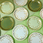 AimFun Sage Green Paper Plates Gradient Green and Gold Party Plates Disposable 9 Inch Bridal Baby Shower Round Dinner Plates for Birthday Wedding Party Supplies (48, Sage Green)