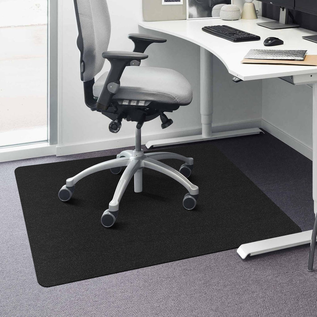 QQpony Office Chair Mat, 48" x 36" Chair Mat for Carpeted Floors, Heavy Duty Vinyl Mat with Grips, Rolling Computer Desk Floor Mat for Home Office (Black)