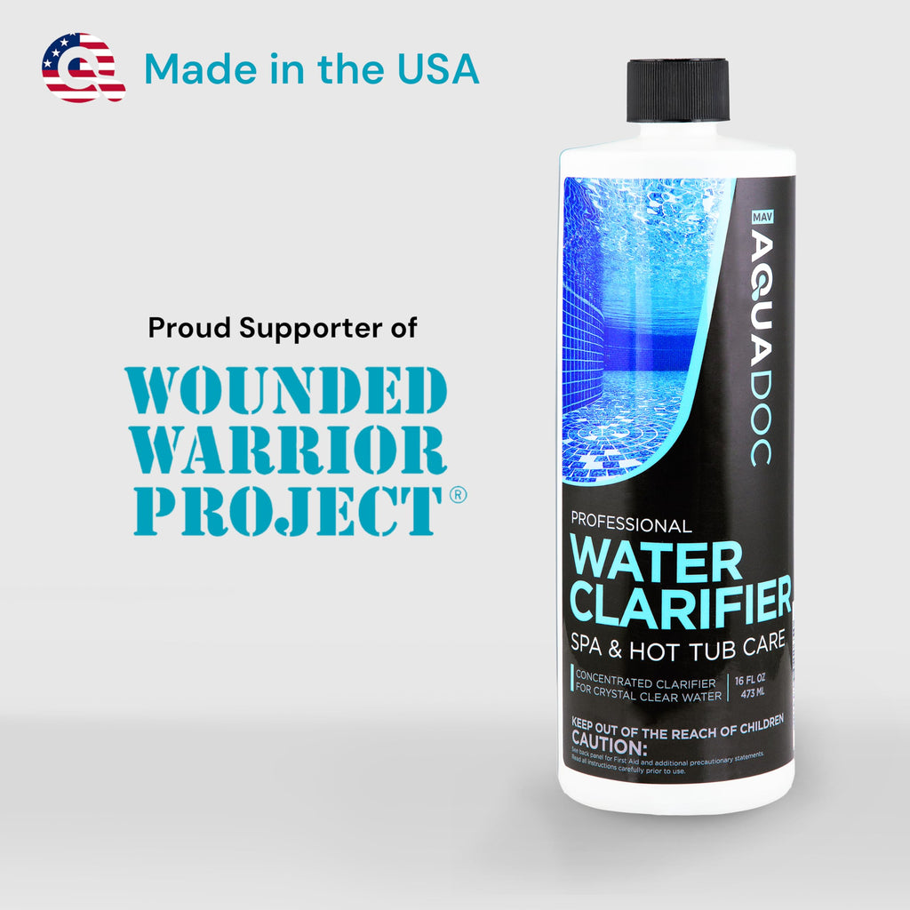 Spa Clarifier & Hot Tub Clarifier for Fast Acting Cloudy Water Treatment, The Spa Clarifier Hot Tub Owners Love, Use Our Hot Tub Water Clarifier to Keep Your Spa Clear & Balanced - MAV AquaDoc 16oz