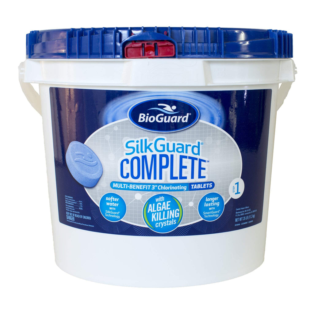 BioGuard SilkGuard Complete 3” Chlorinating Tablets, 25 lb, Chlorine Tablets for Sanitizing Swimming Pools