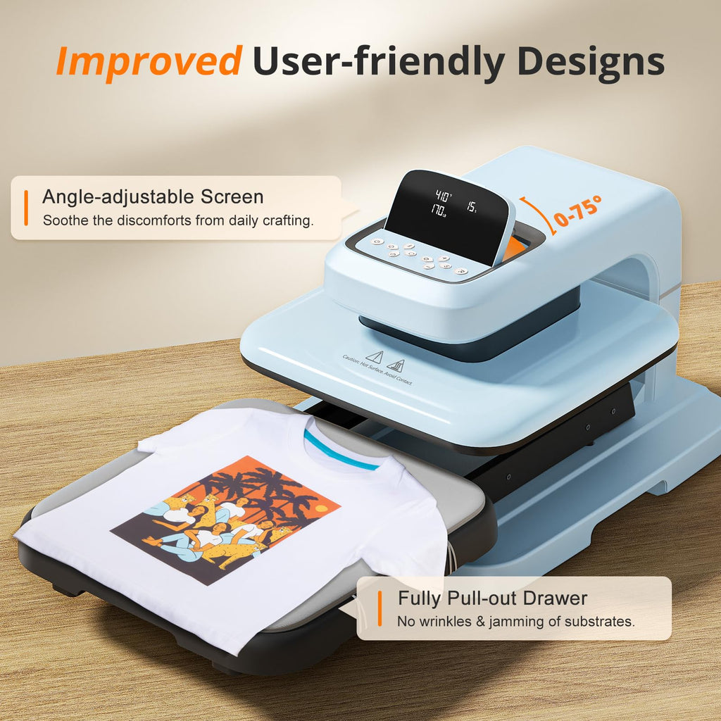 HTVRONT Auto Heat Press 2 - Heat Press Machine for T Shirts with Adjustable Pressure & Higher Heating Height, Heats Up Fast & Evenly Heat Press 15x15 for HTV, Sublimation, Heat Transfer Projects